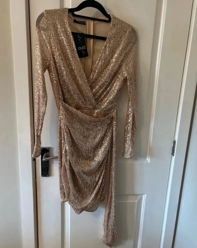 Quiz gold sequin wrap - , mini