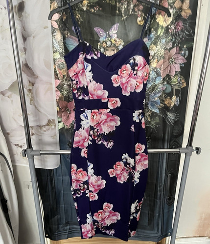 Quiz navy floral bodycon - floral,