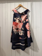 QUIZ Navy Floral Hi Lo Dress